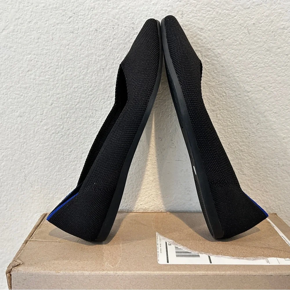 Rothy's The Point Flats in Black Solid, Size 6.5, New in Box